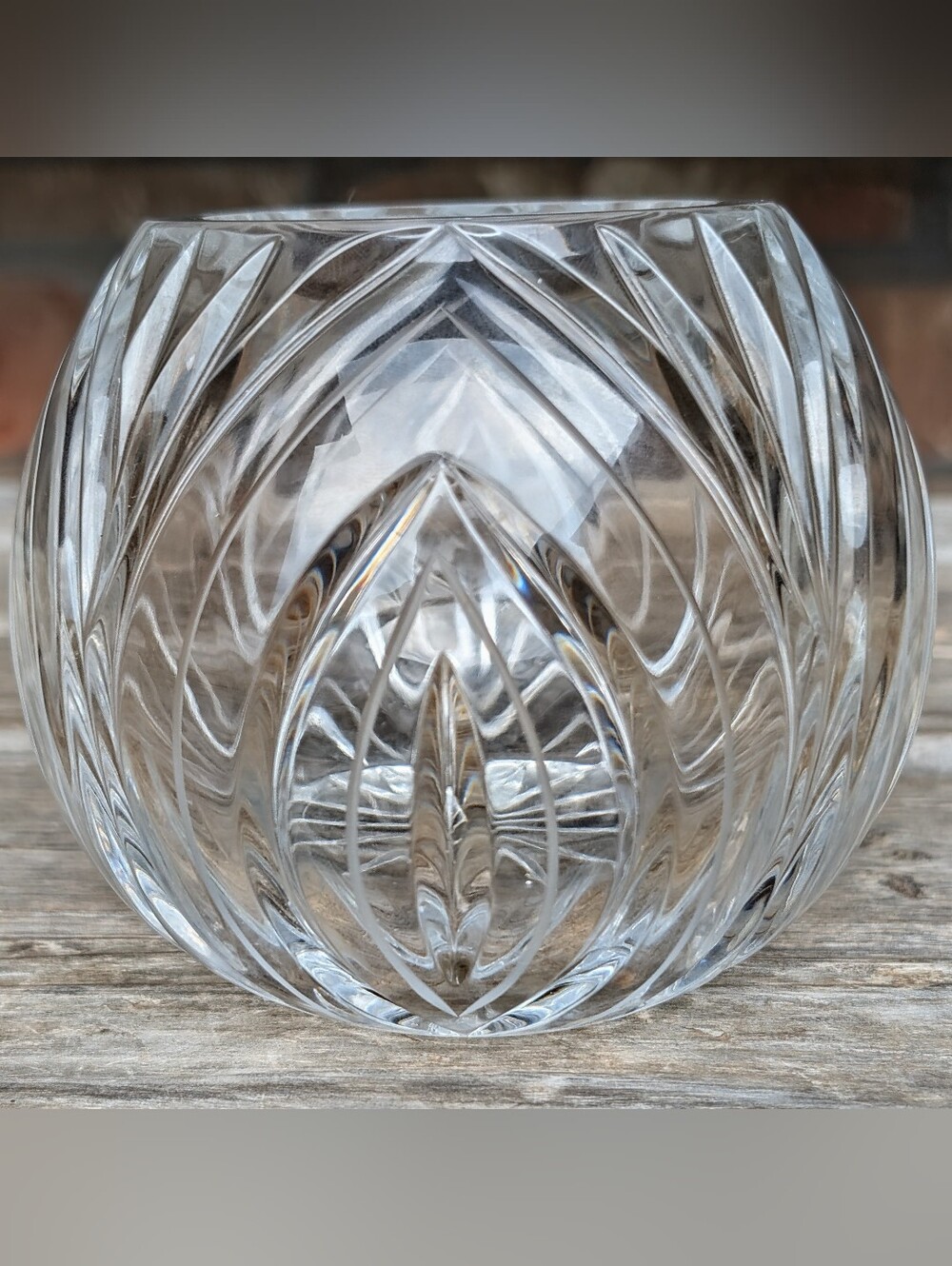 Vintage MCM Lead Crystal Rose Bowl